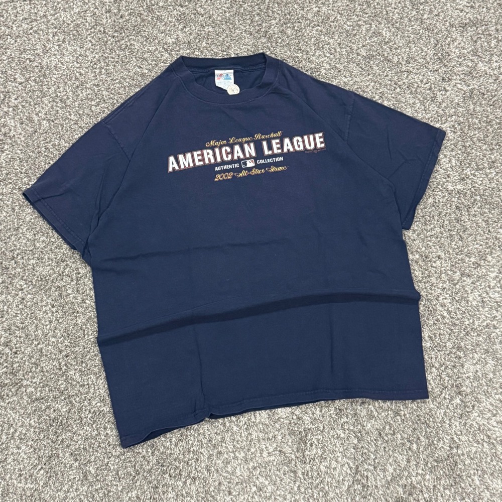 VTG Majestic 2002 MLB All Star Game American League Navy Blue T-Shirt Mens XL
